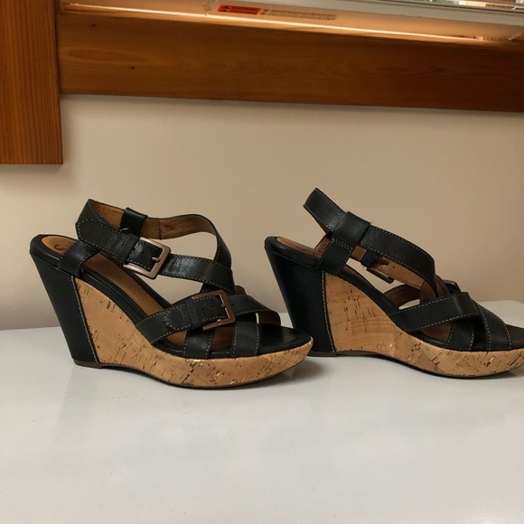 Sofft dark blue wedge leather cork sandal 7.5m - Picture 7 of 7